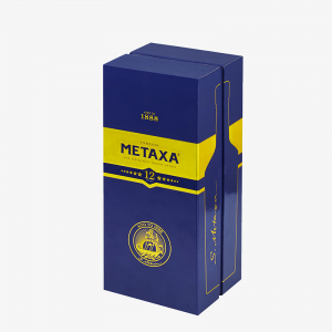 Blue & Gold Foil Liquor Hinged Box with Insert