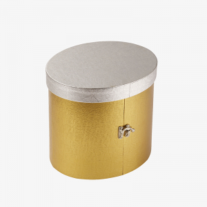 Gold Textured Round Staircase Box with Metal Lock