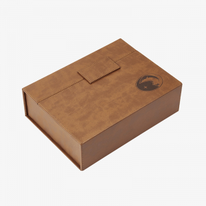 Brown Leather Book Style Box with Insert