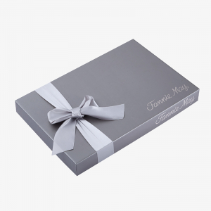 Silver Wedding Lid-off Box with Ribbon
