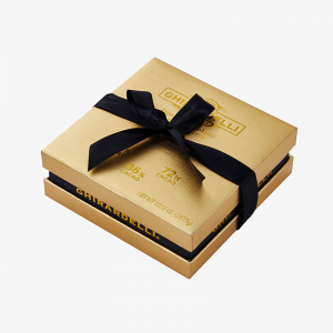 Luxury Gold Chocolate Lid-Off Box with Ribbon
