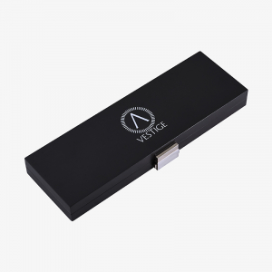 Black Hinged Watch Box with Metal Lock