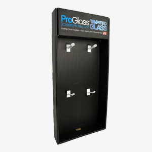 Black Four-Hook Tempered Glass Display